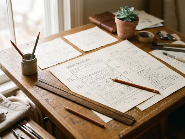 Illustration : un site qui prend forme sur l'établi — création WordPress sur mesure