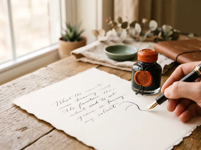 Illustration : une plume qui écrit — rédaction de contenu SEO
